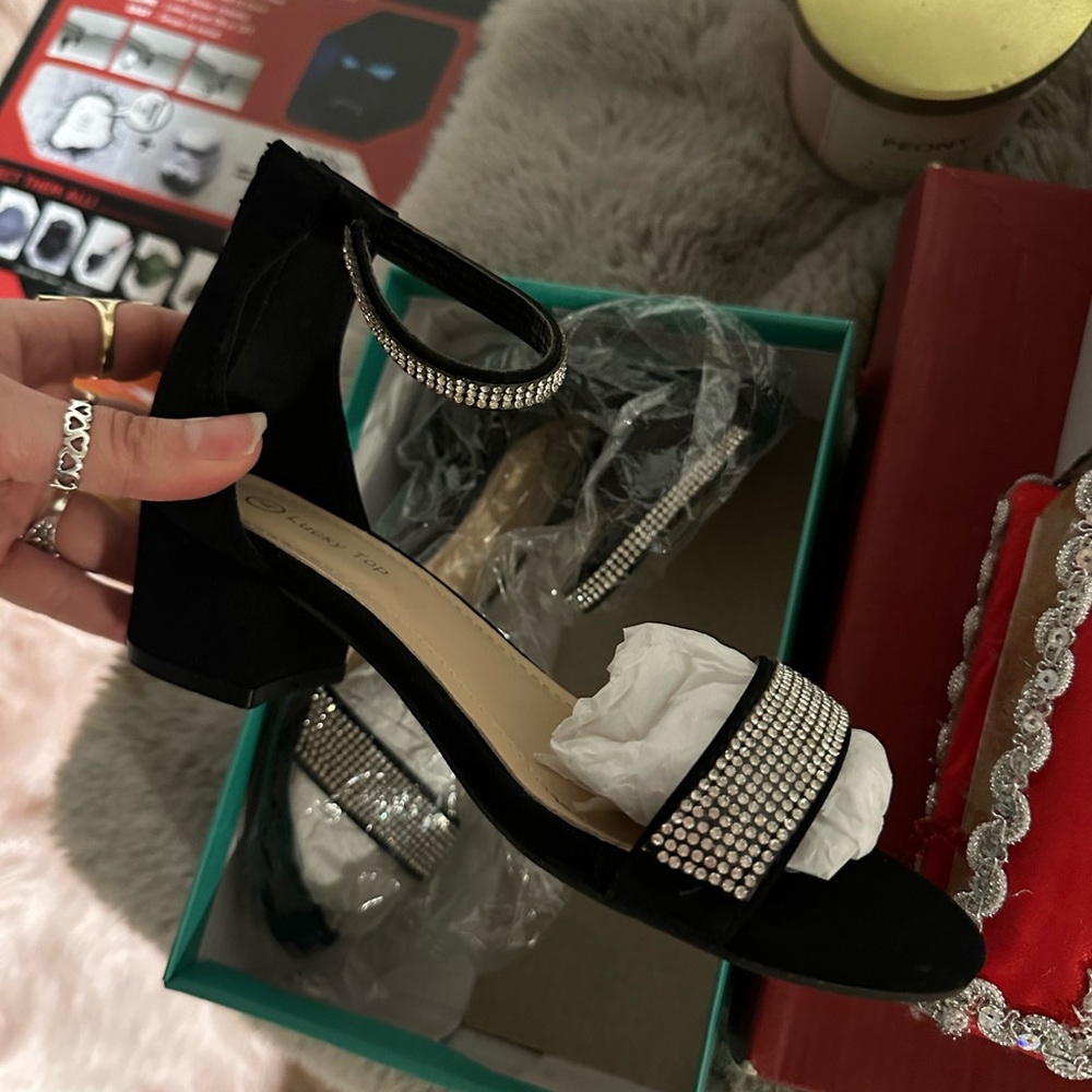 Elegant Black Rhinestone Women's Sandals